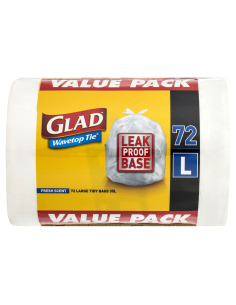 Glad Wavetop Tie Kitchen Tidy Bags Large 72 Pack x 1 2